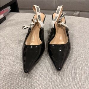 Black Patent Leather Slingback Heels size 38